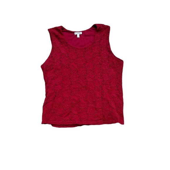CROFT & BARROW Red Lace Tank Top Shirt Size Large - Picture 1 of 4